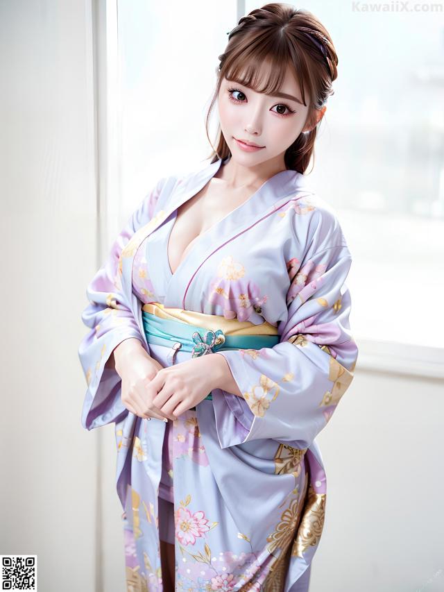 A woman in a kimono posing for a picture.